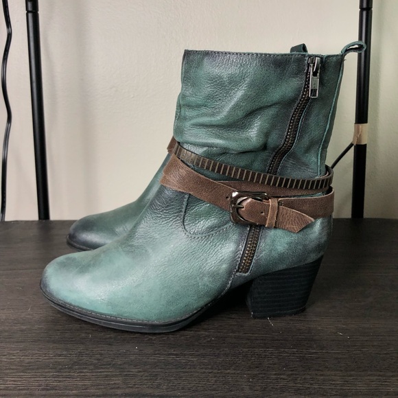 Earth Shoes - Earth Spruce Forest Green Leather Heel Boots Sz 7
